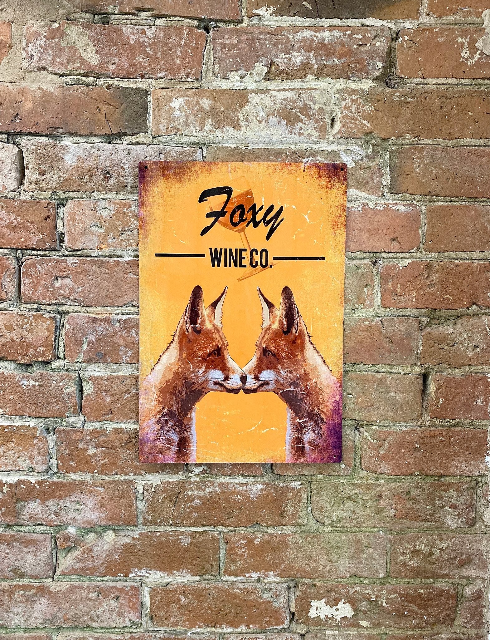 Metal Advertising Wall Sign - Foxy Wine Co Brewery-1