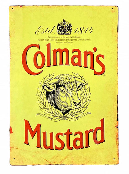 Metal Advertising Wall Sign - Colemans Mustard Yellow-0