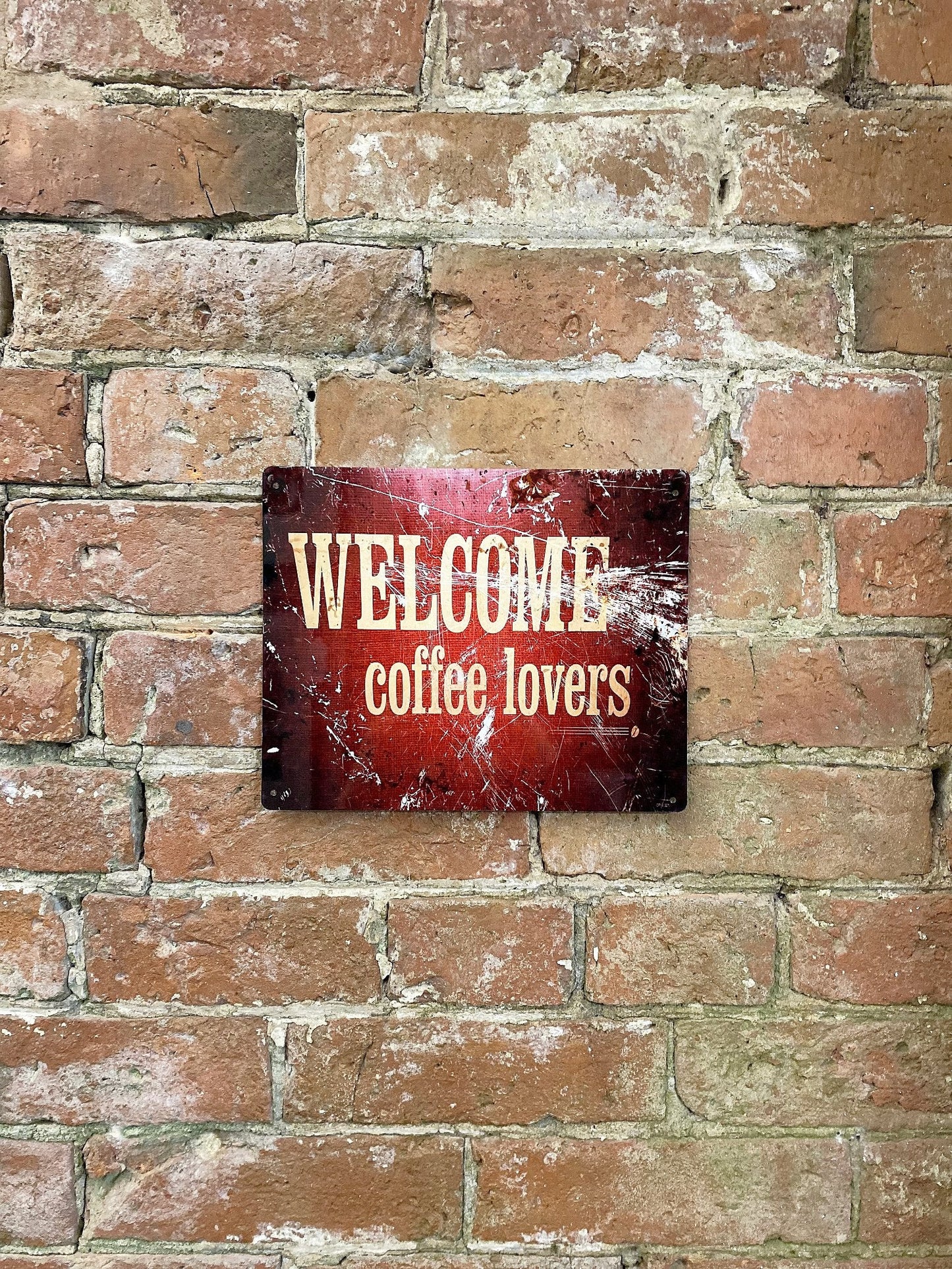 Metal Sign Plaque - Welcome Coffee Lovers-1