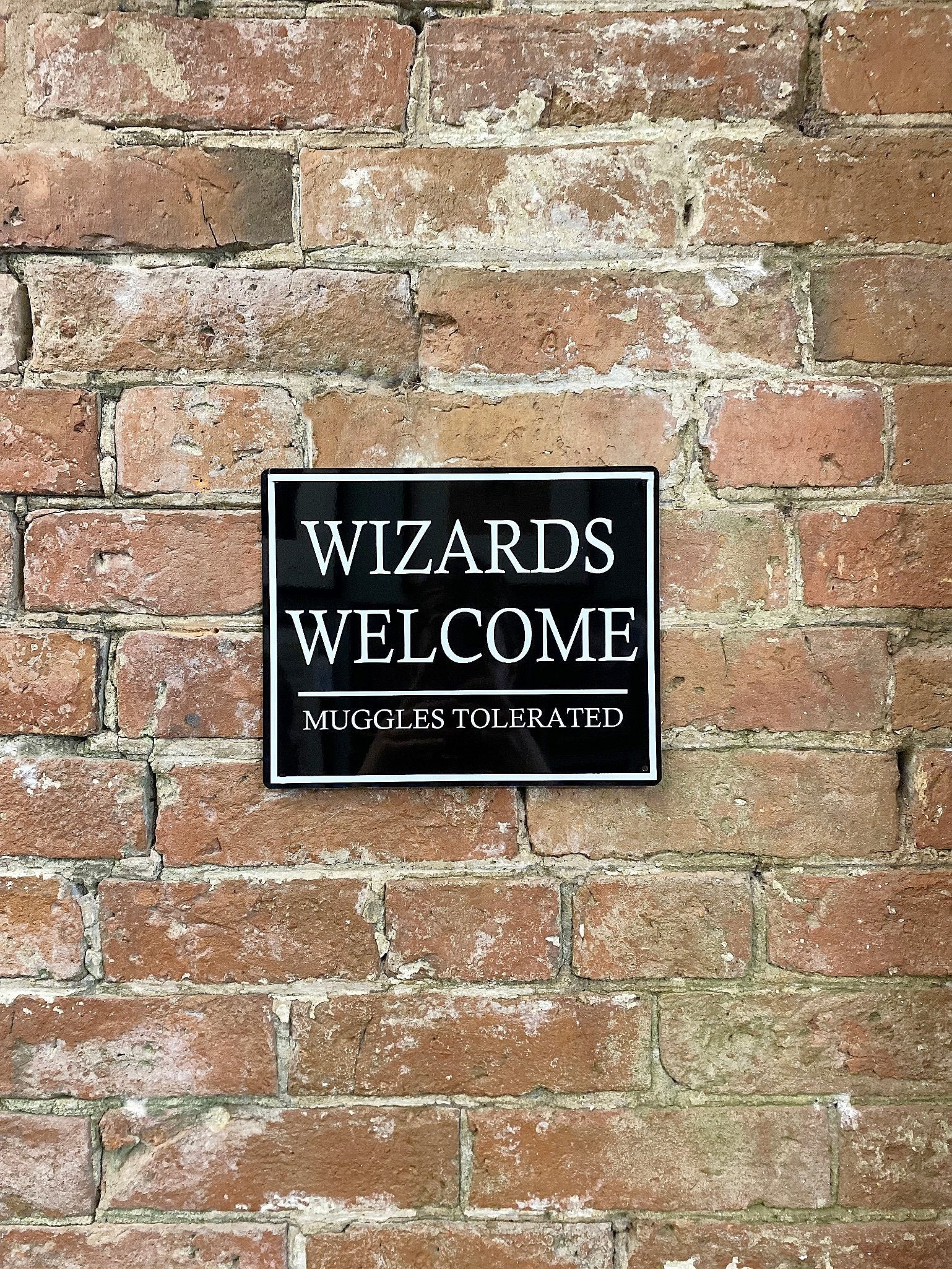 Metal Wall Sign - Wizards Welcome Muggles Tolerated-1