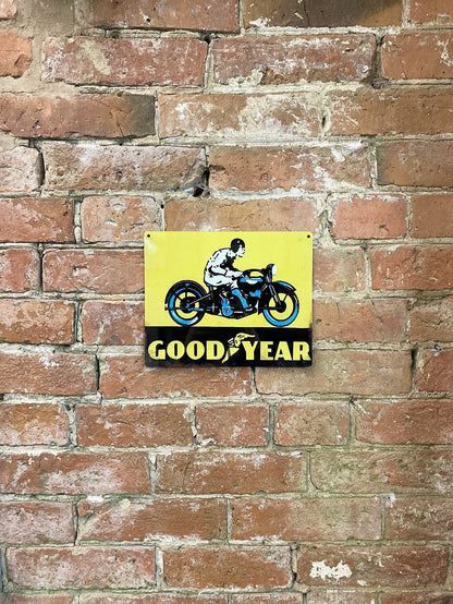 Metal Advertising Wall Sign - Good Year Tyre Motorbike-1