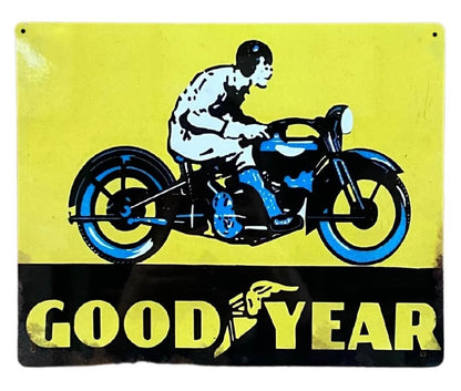 Metal Advertising Wall Sign - Good Year Tyre Motorbike-0