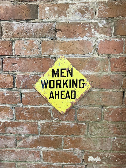 Metal Square Wall Sign - Men At Work-1