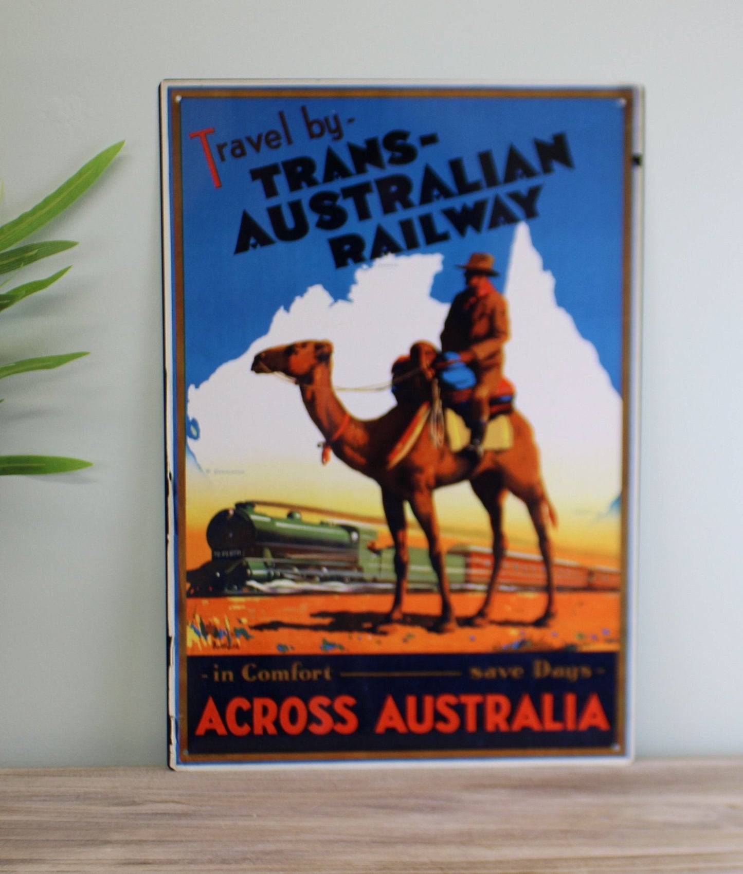 Vintage Metal Sign - Retro Advertising - Trans Australian Railway-1