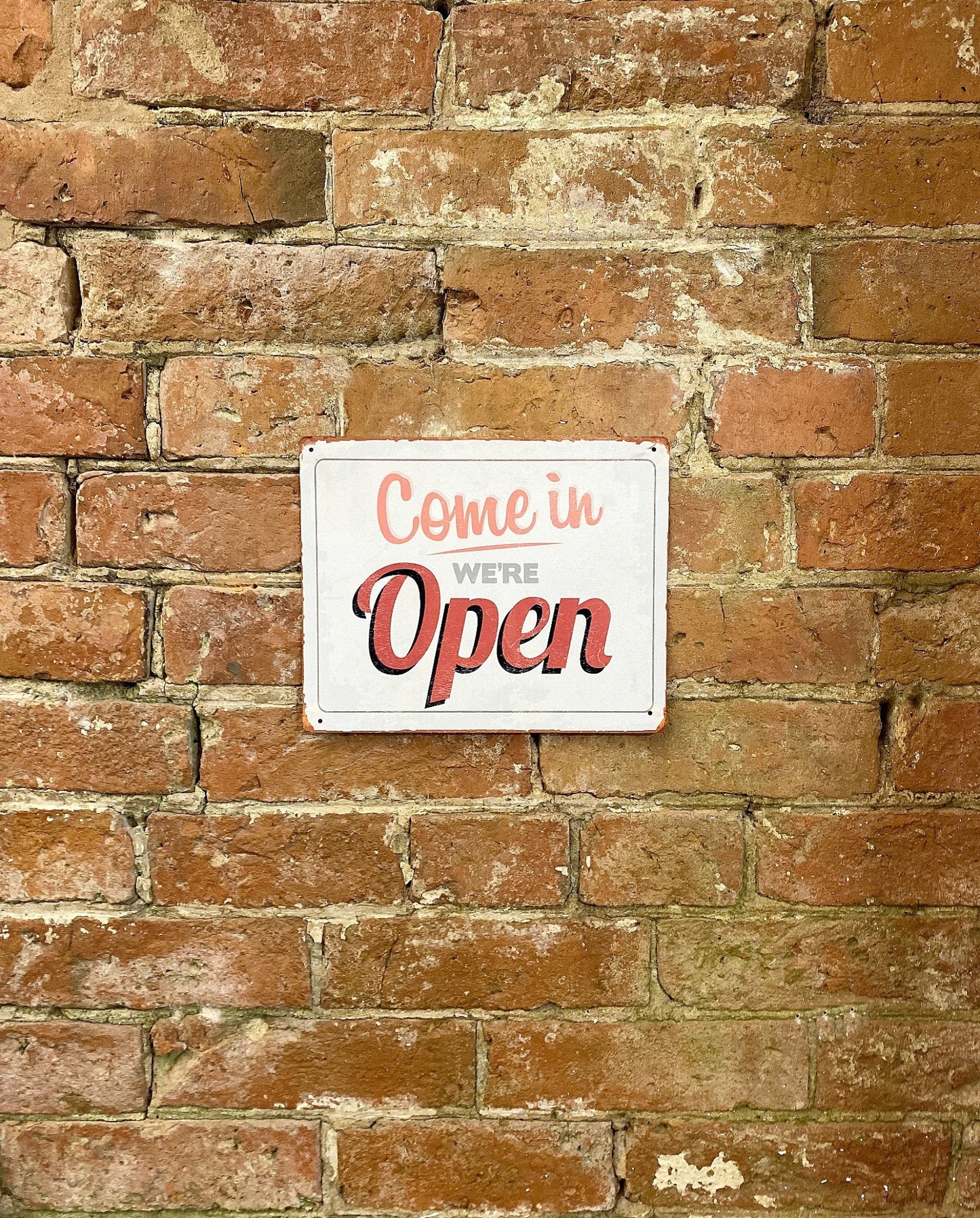 Metal Vintage Wall Sign - Come On In We're Open-1