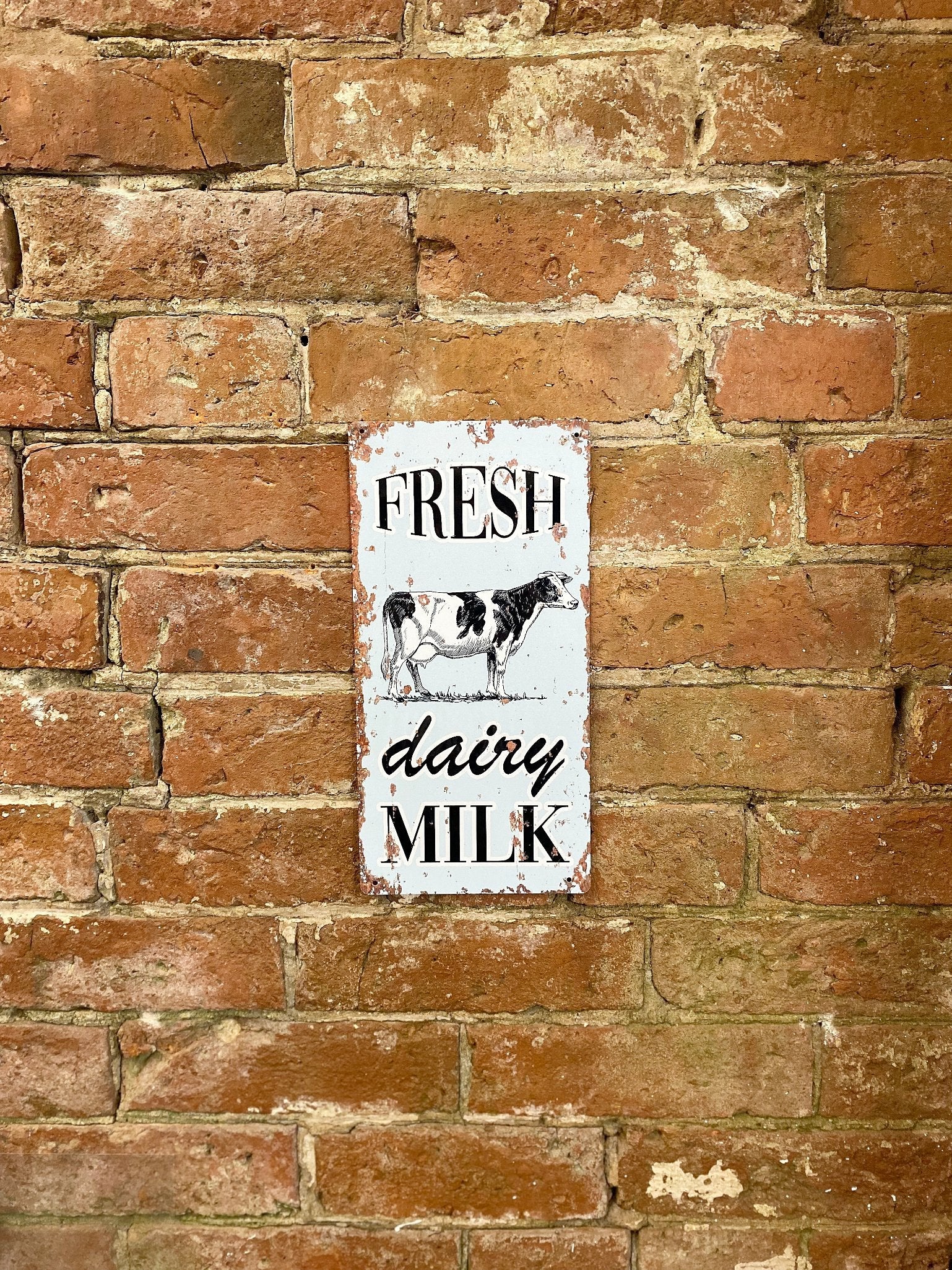 Metal Vintage Wall Sign - Fresh Dairy Milk Cow Farm-1