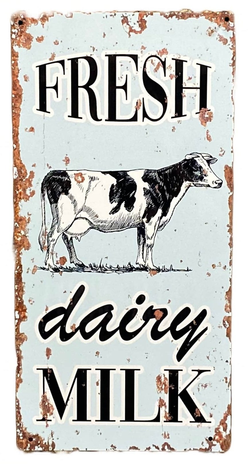 Metal Vintage Wall Sign - Fresh Dairy Milk Cow Farm-0