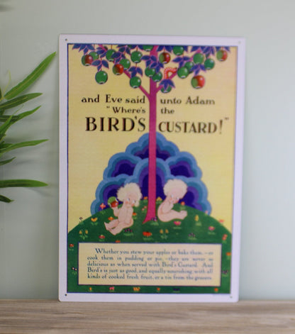 Vintage Metal Sign - Retro Advertising - Birds Custard, Adam & Eve-1