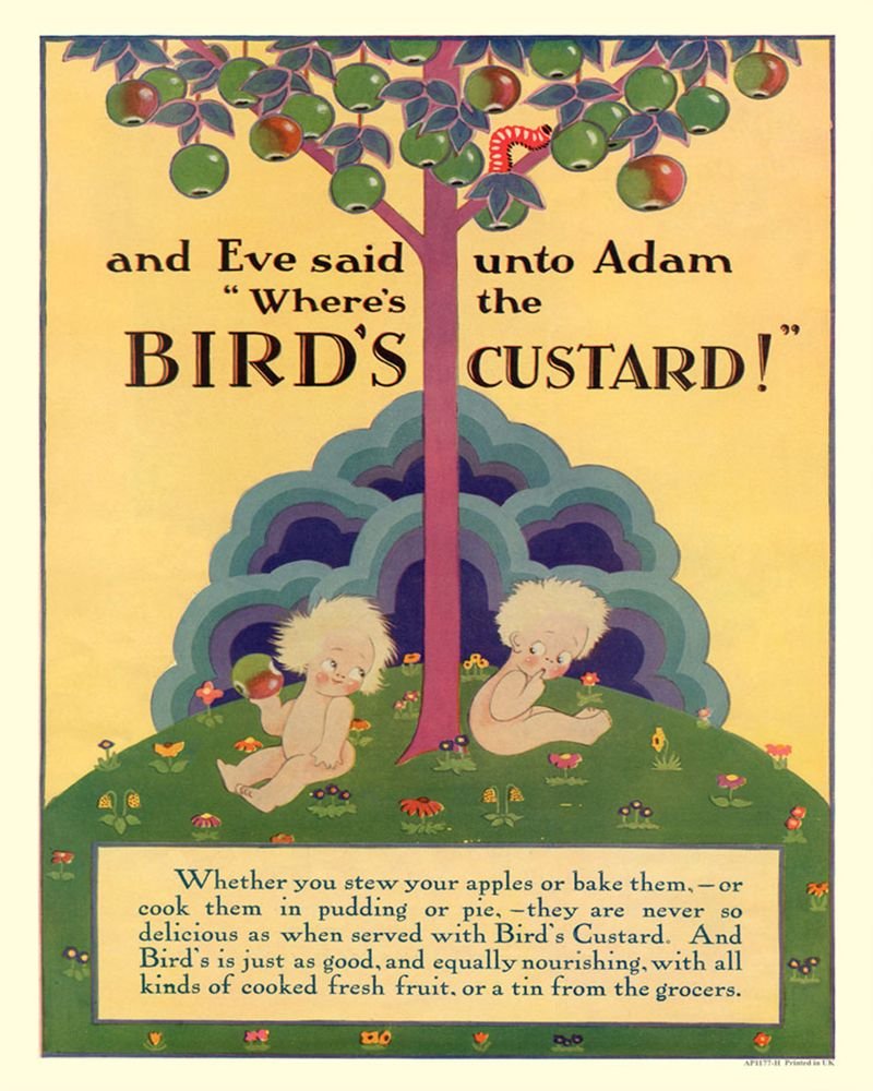 Vintage Metal Sign - Retro Advertising - Birds Custard, Adam & Eve-0