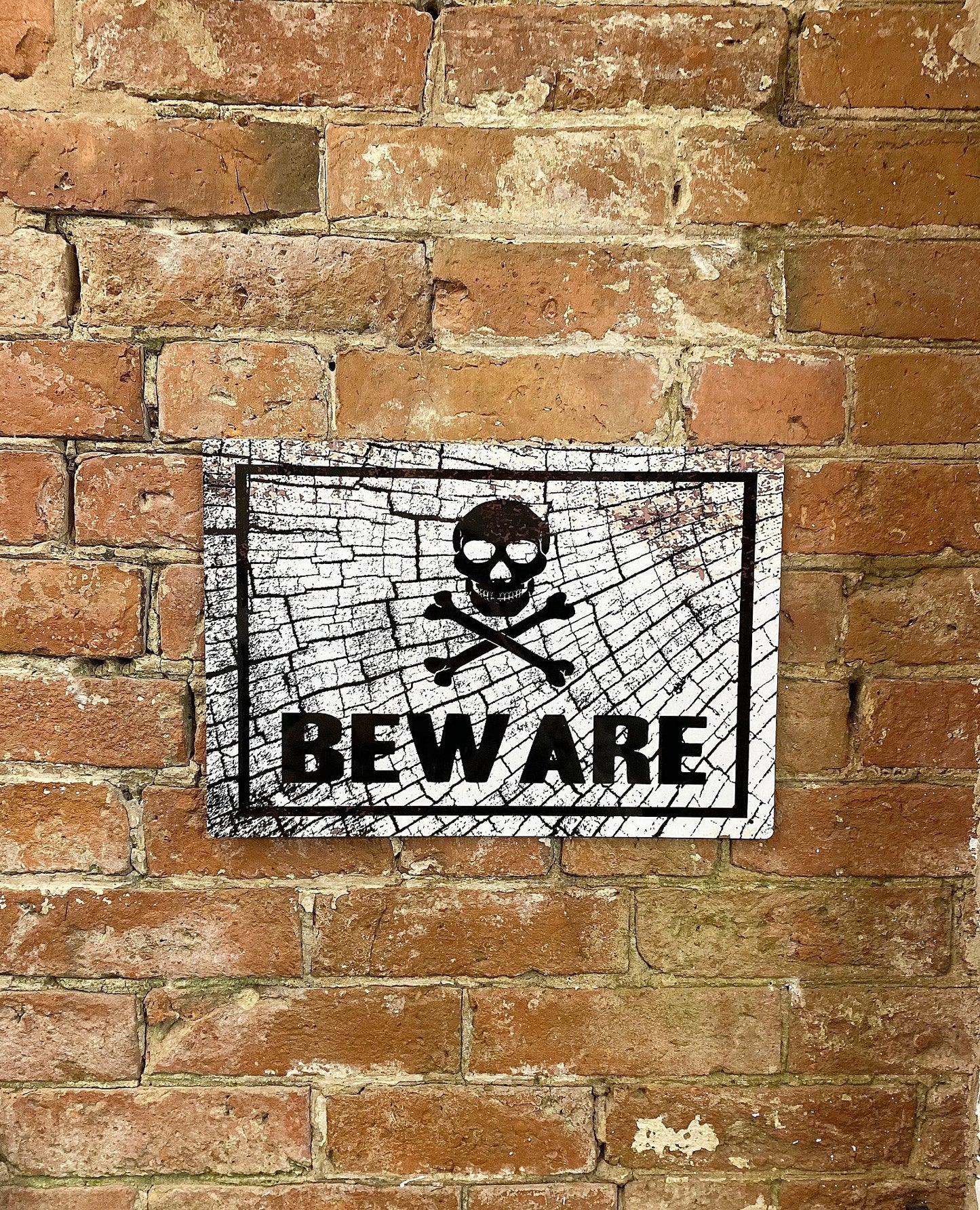 Metal Sign Plaque - Skull Beware-1