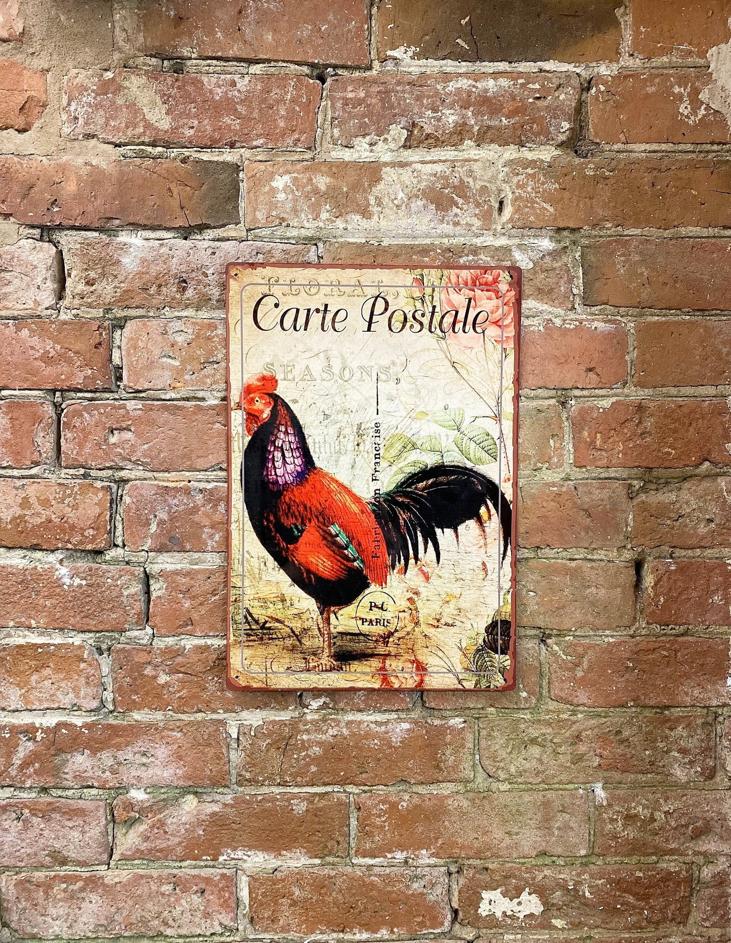 Metal Propaganda Wall Sign - Cockerel French Hen Chicken-1