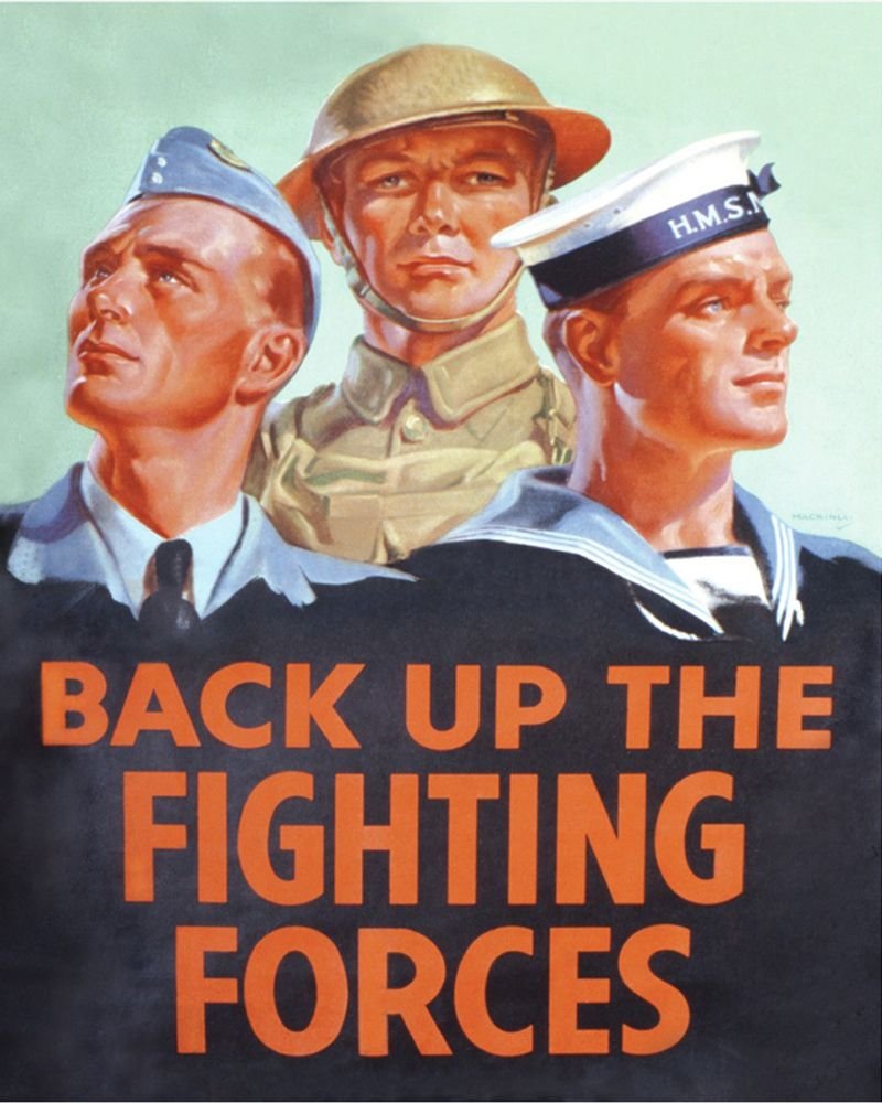 Vintage Metal Sign - Retro Propaganda - Back Up The Fighting Forces-0