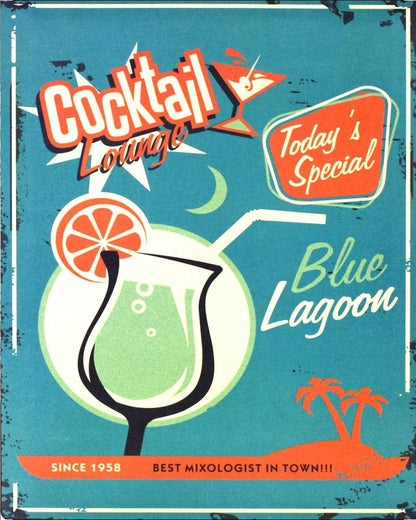 Vintage Metal Sign - Blue Lagoon Cocktail Lounge-0