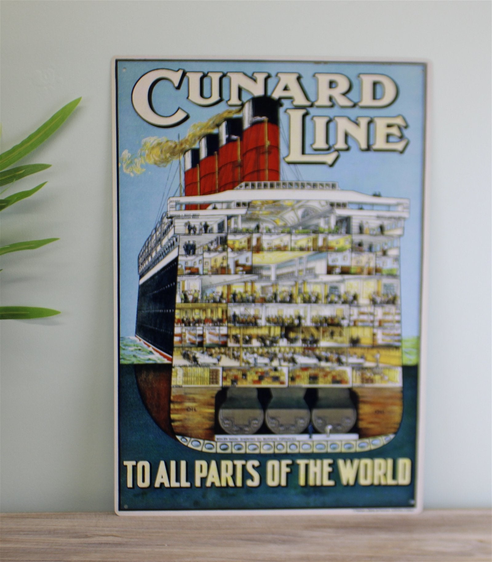 Vintage Metal Sign - Retro Advertising - Cunard Line-1