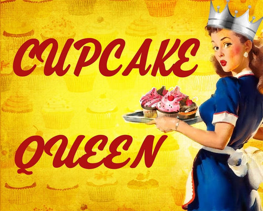 Vintage Metal Sign - Pin Up Girl, Cupcake Queen-0