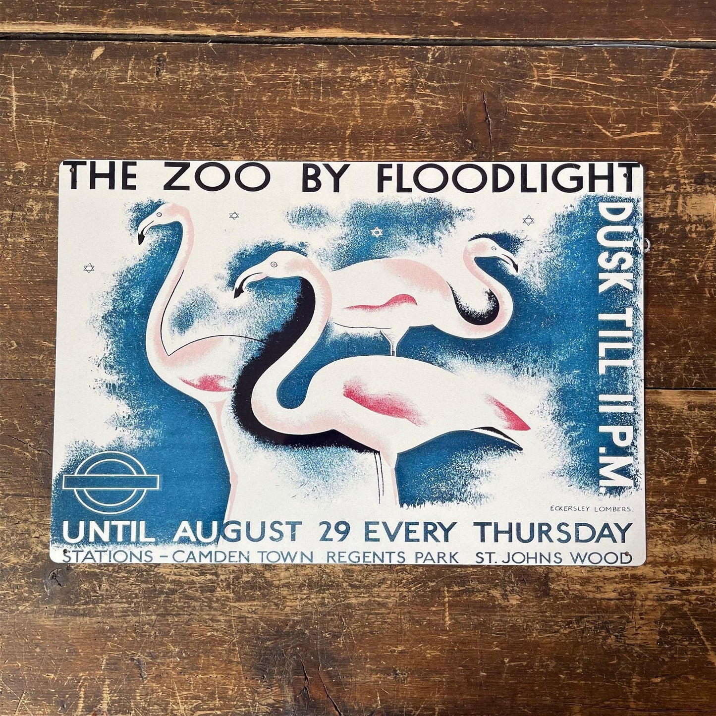 Vintage Metal Sign - London Underground, Visit The Zoo-2