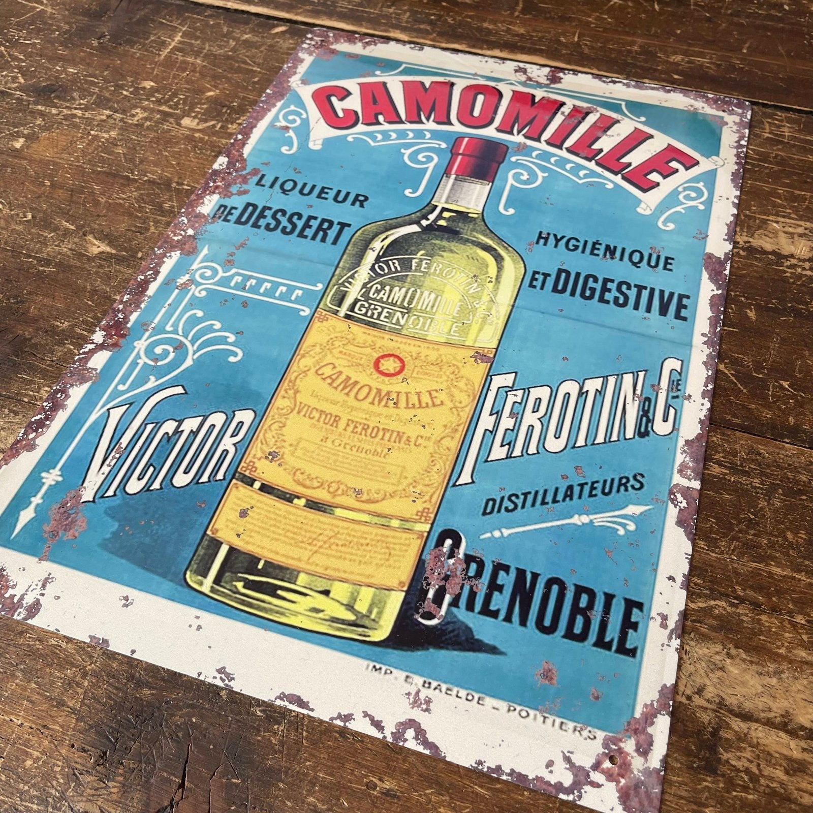 Vintage Metal Sign - Retro Advertising, Camomile Liqueur-1