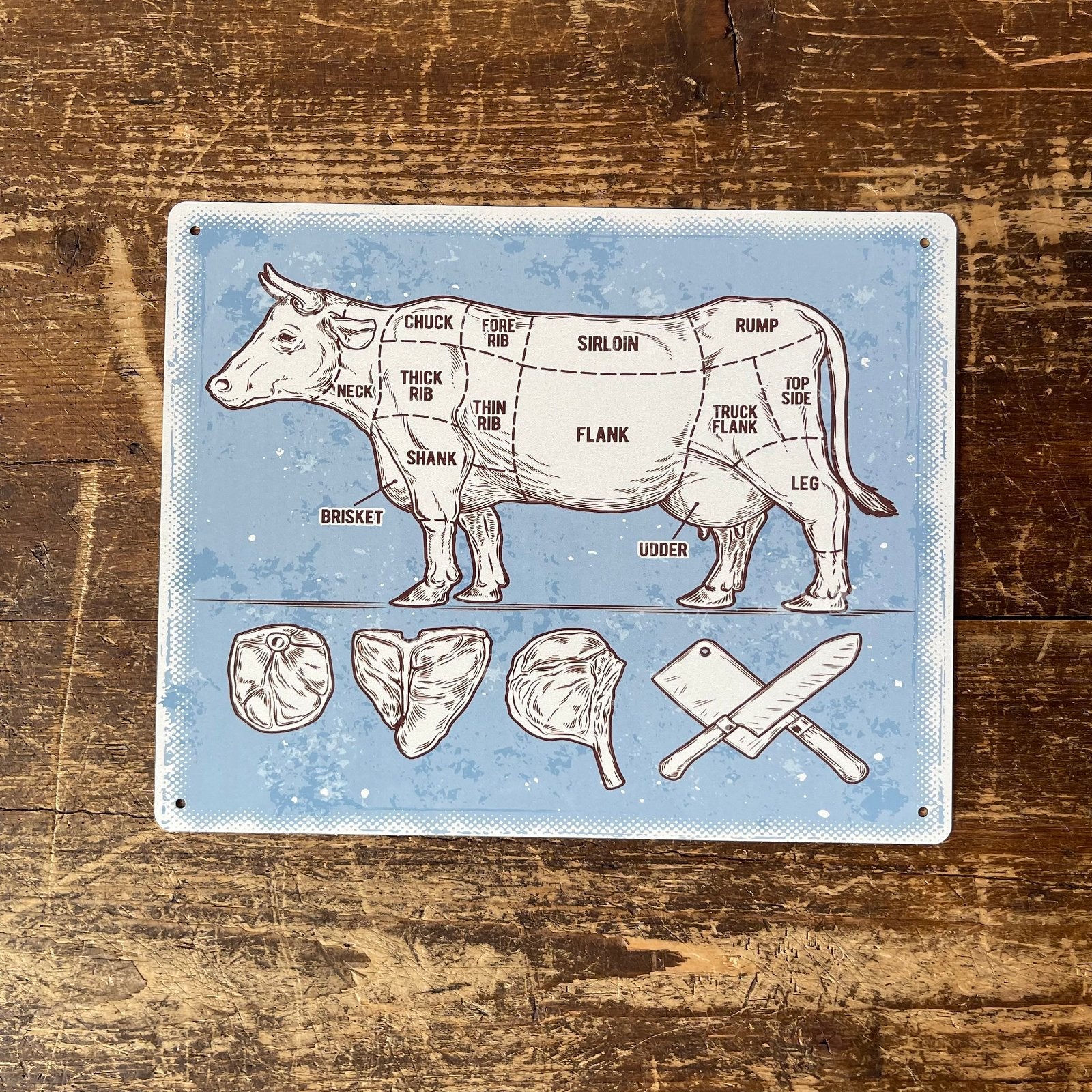 Vintage Metal Sign - Butchers Cuts of Beef Retro Sign-2