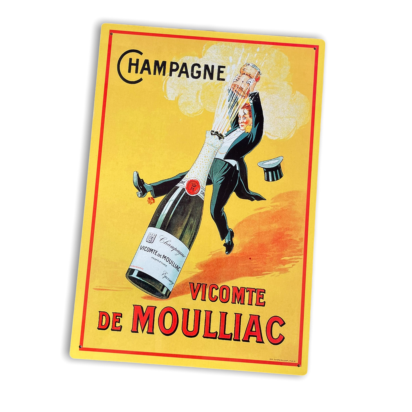 Vintage Metal Sign - Retro Advertising Champagne Vicomte De Moulliac Sign-0