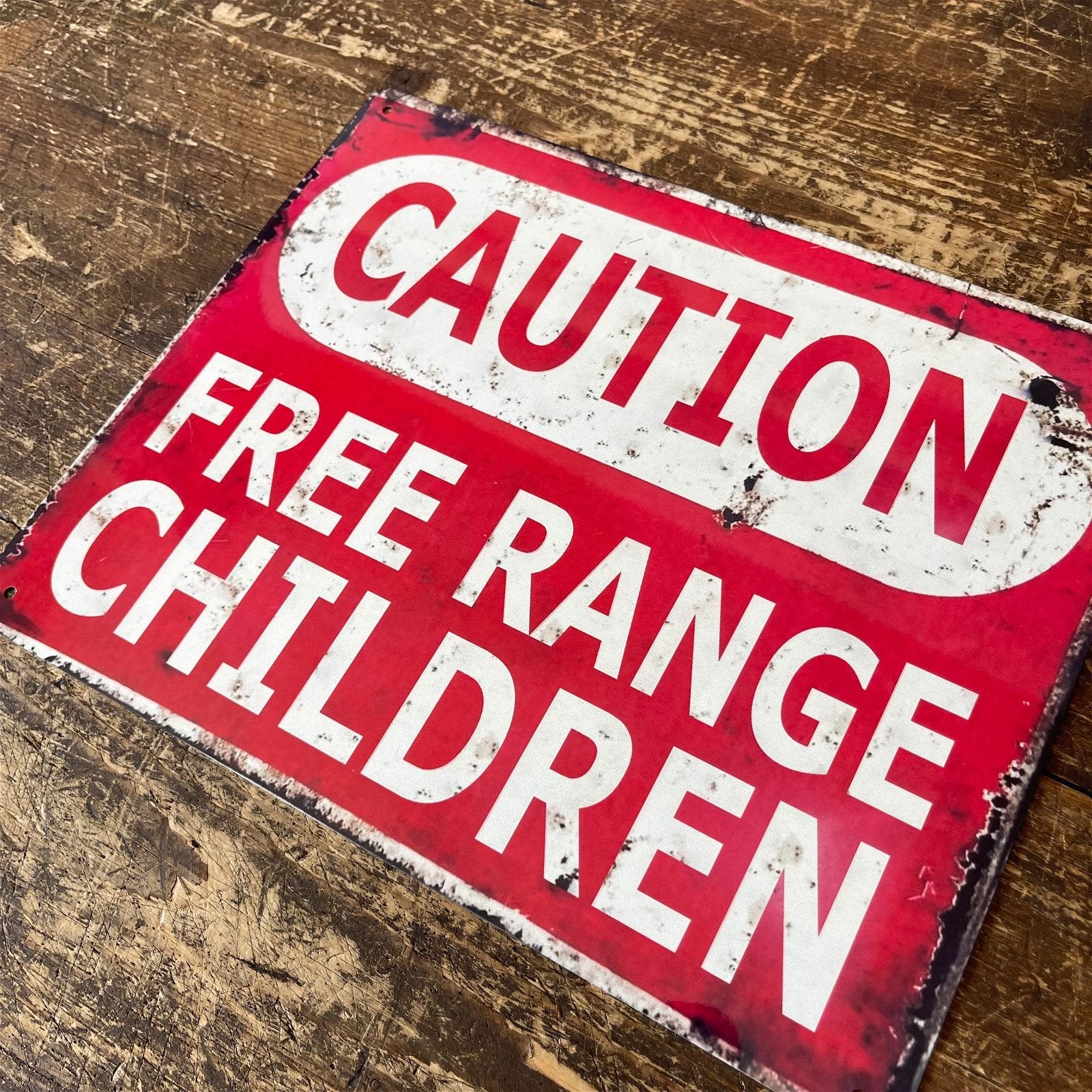 Vintage Metal Sign - Caution Free Range Children Wall Sign-1