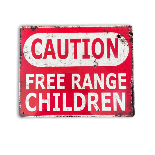 Vintage Metal Sign - Caution Free Range Children Wall Sign-0