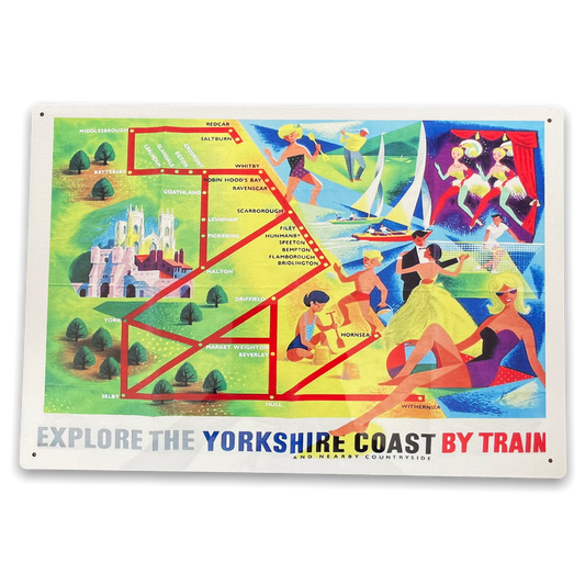 Vintage Metal Sign - British Railways Retro Advertising, Explore The Yorkshire Coast-0