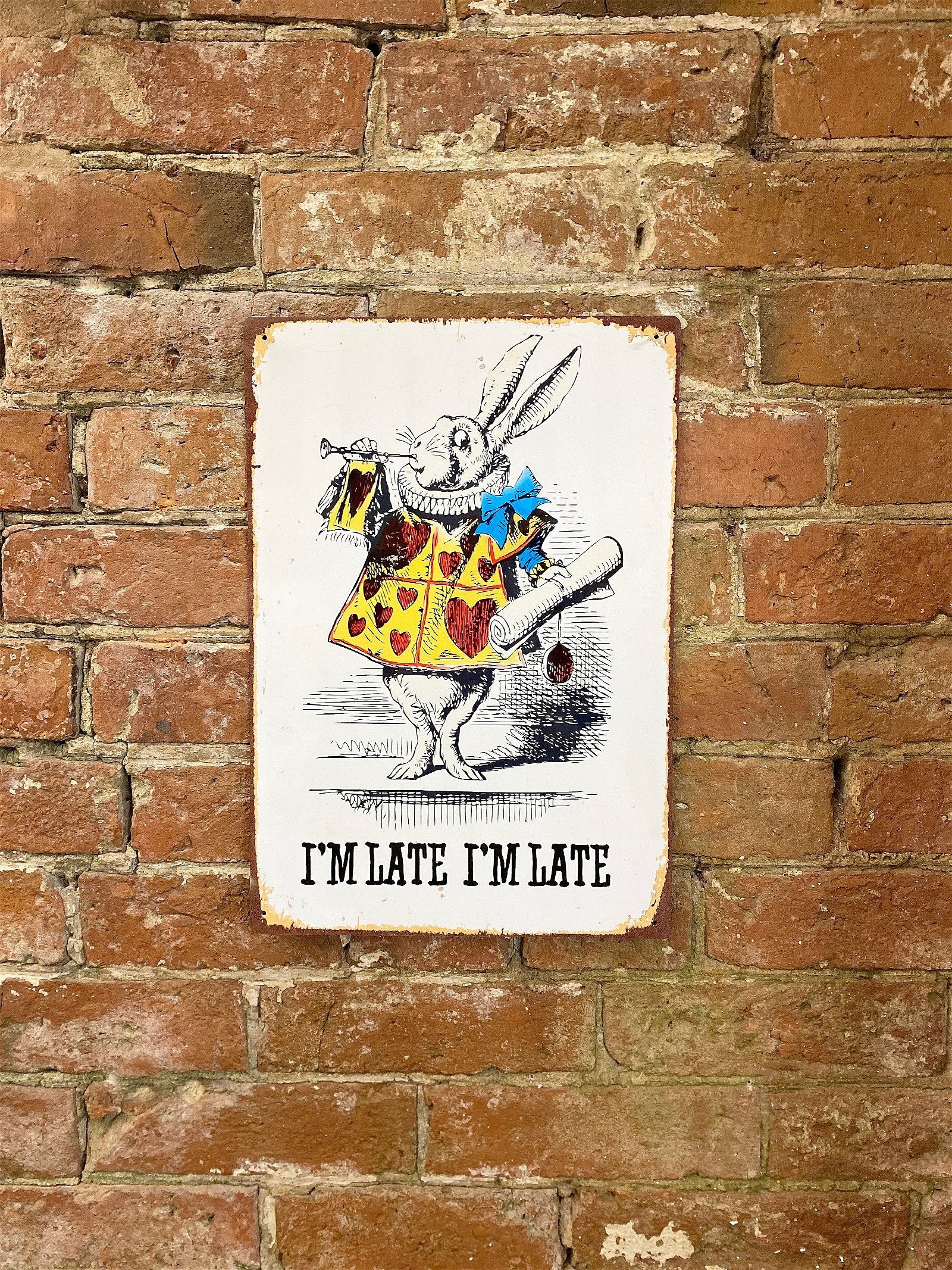 Vintage Metal Sign - Alice In Wonderland - I'm Late, White Rabbit-1