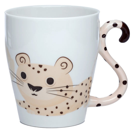 Cheetah Zooniverse Ceramic Tail Shaped Handle Mug MUGT06-0