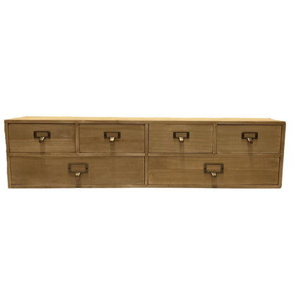 Wide 6 Drawers Wood Storage Organizer 80 x 15 x 20 cm-0