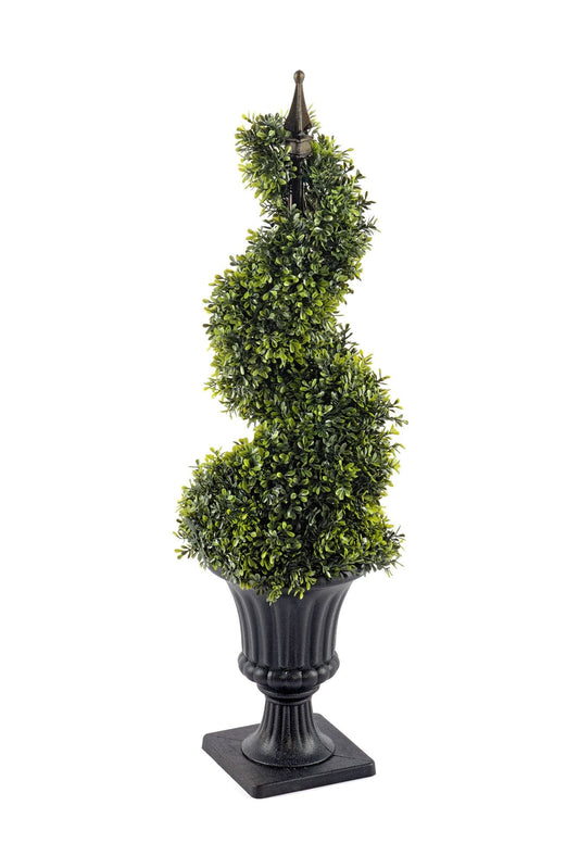 Boxwood Spiral Topiary with Pot 90cm-0