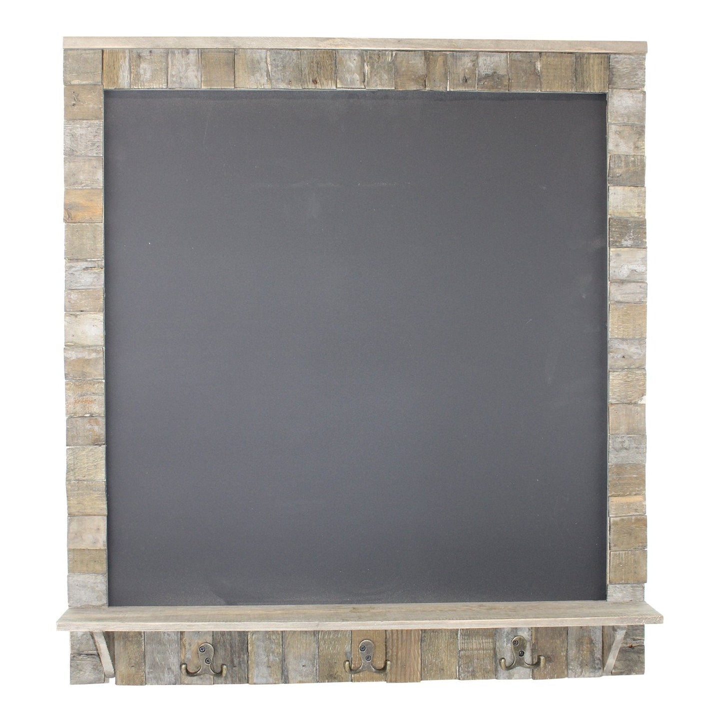 Large Blackboard with Driftwod Effect Surround, Shelf and 3 Double Hooks-0