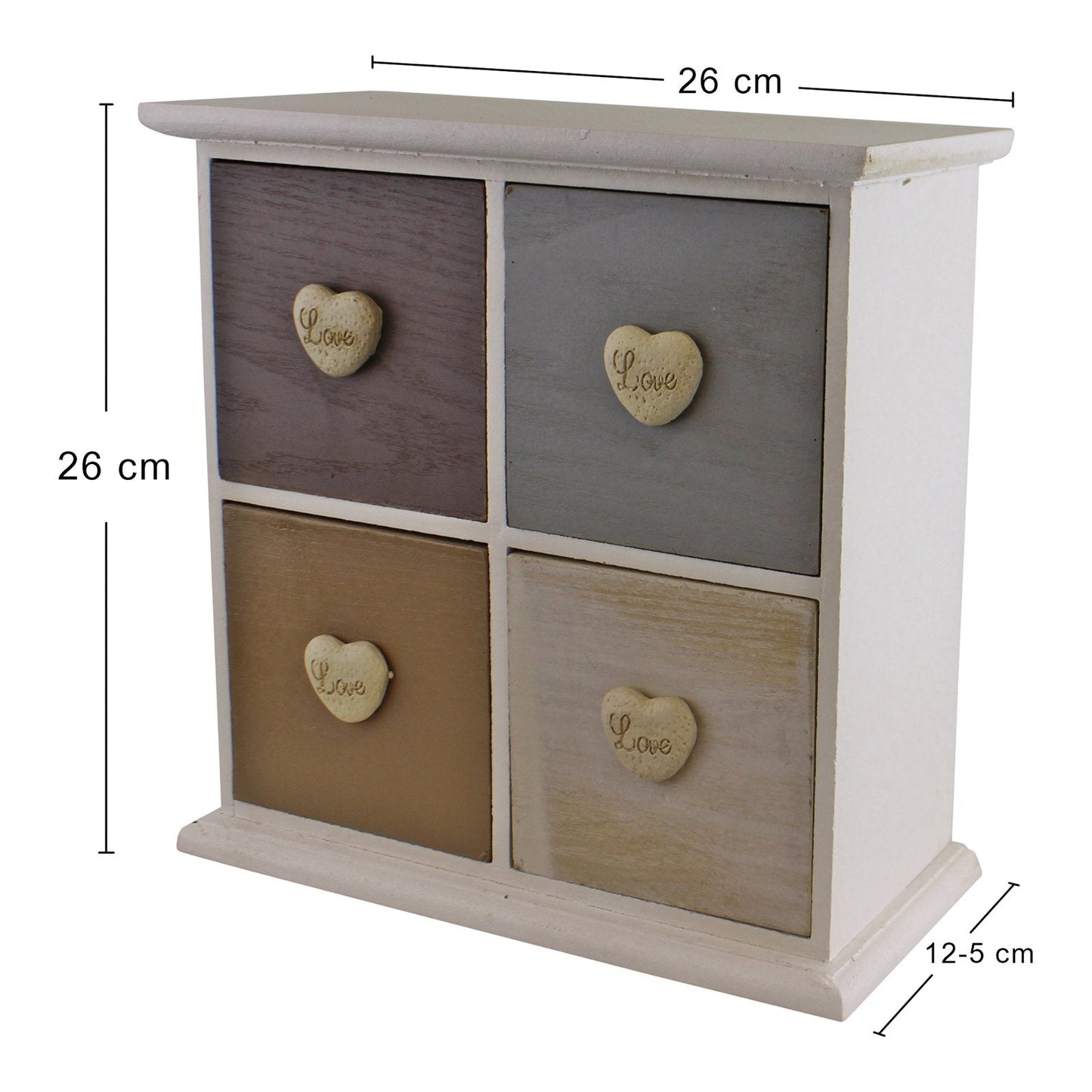 White & Neutral Coloured Love Heart Trinket Drawers-2