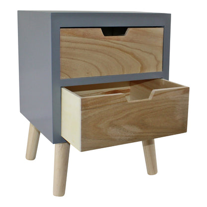 2 Drawer Chest In Grey Finish With Natural Drawers & Removable Legs-3