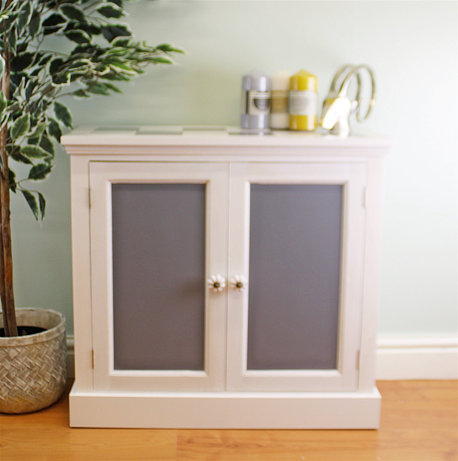 Contemporary Grey & White Cupboard Unit, 2 Doors-1