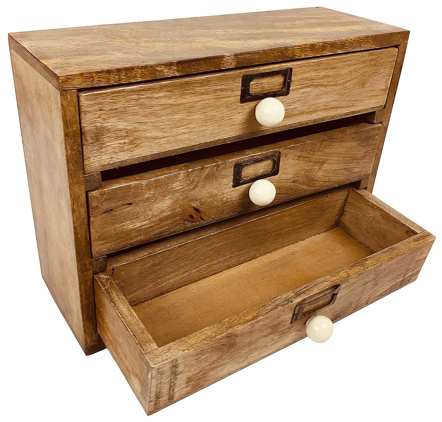 Solid Wood Three Drawer Desktop Organiser 28cm-2