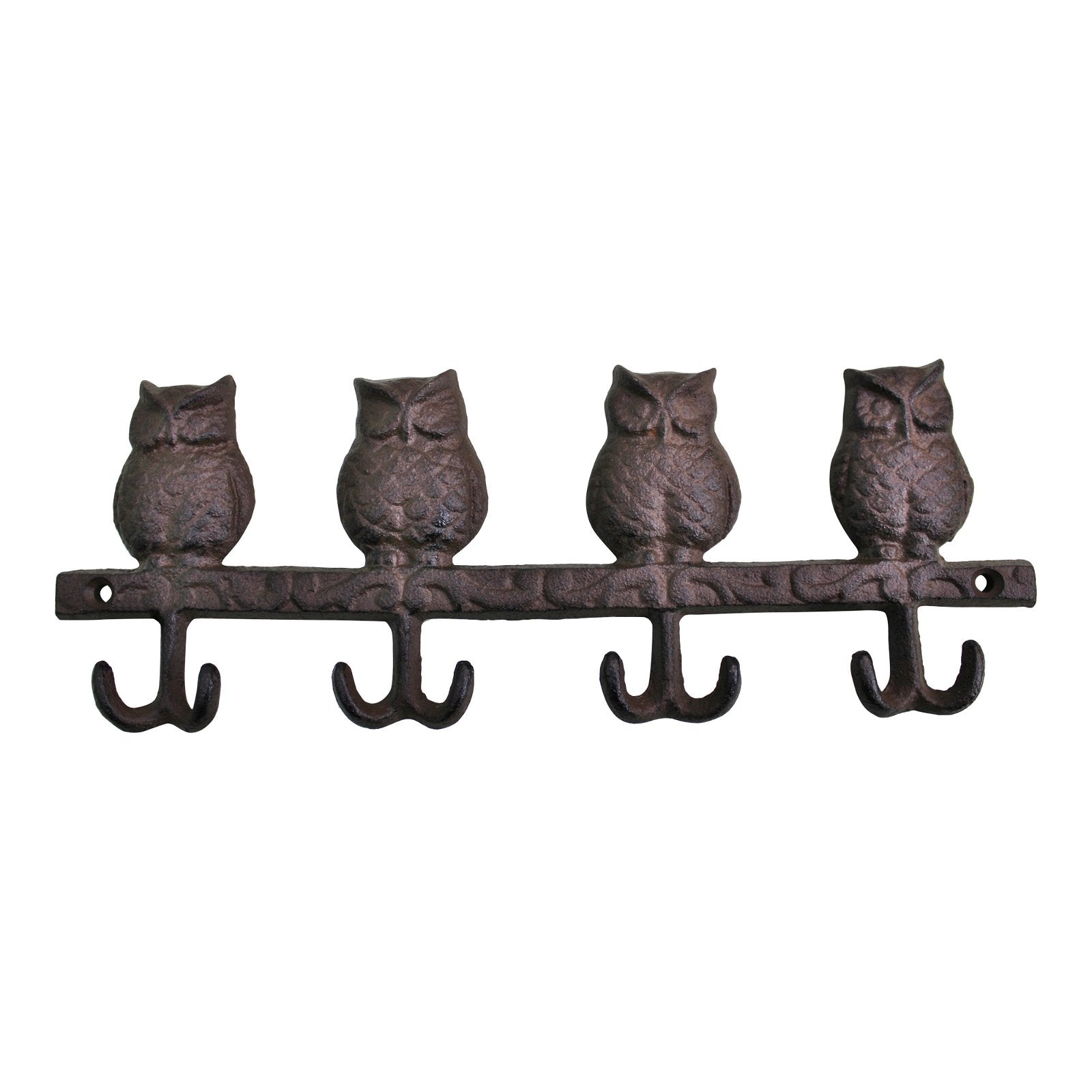 Rustic Cast Iron Wall Hooks, Owls-1