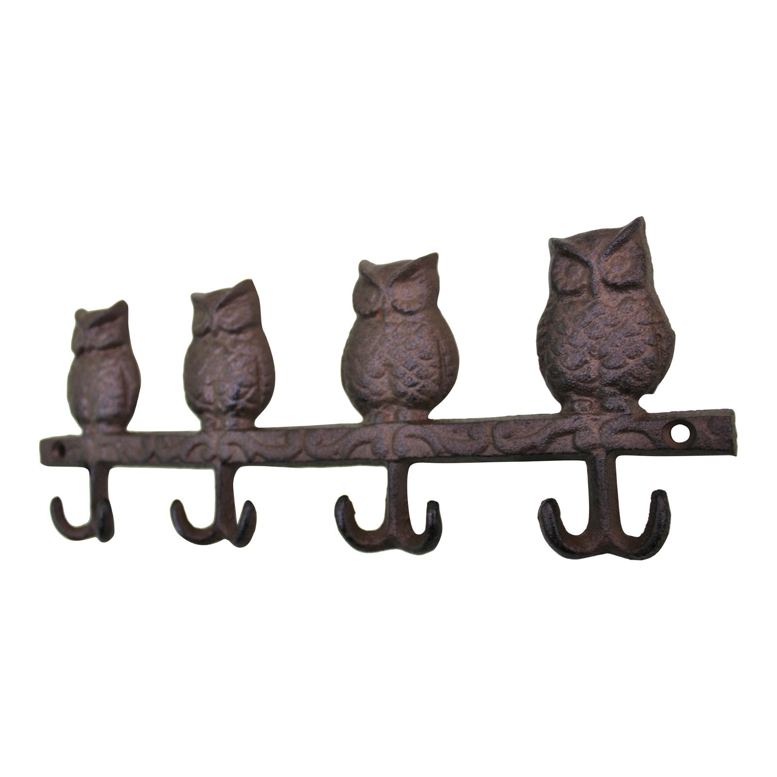 Rustic Cast Iron Wall Hooks, Owls-2