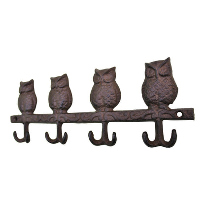 Rustic Cast Iron Wall Hooks, Owls-2