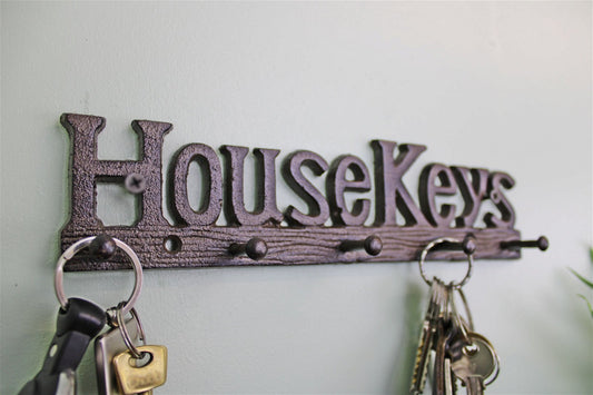 Rustic Cast Iron Wall Hooks, House Keys-0