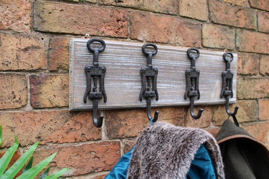 Rustic Cast Iron and Wooden Wall Hooks, Bottle Openers-0