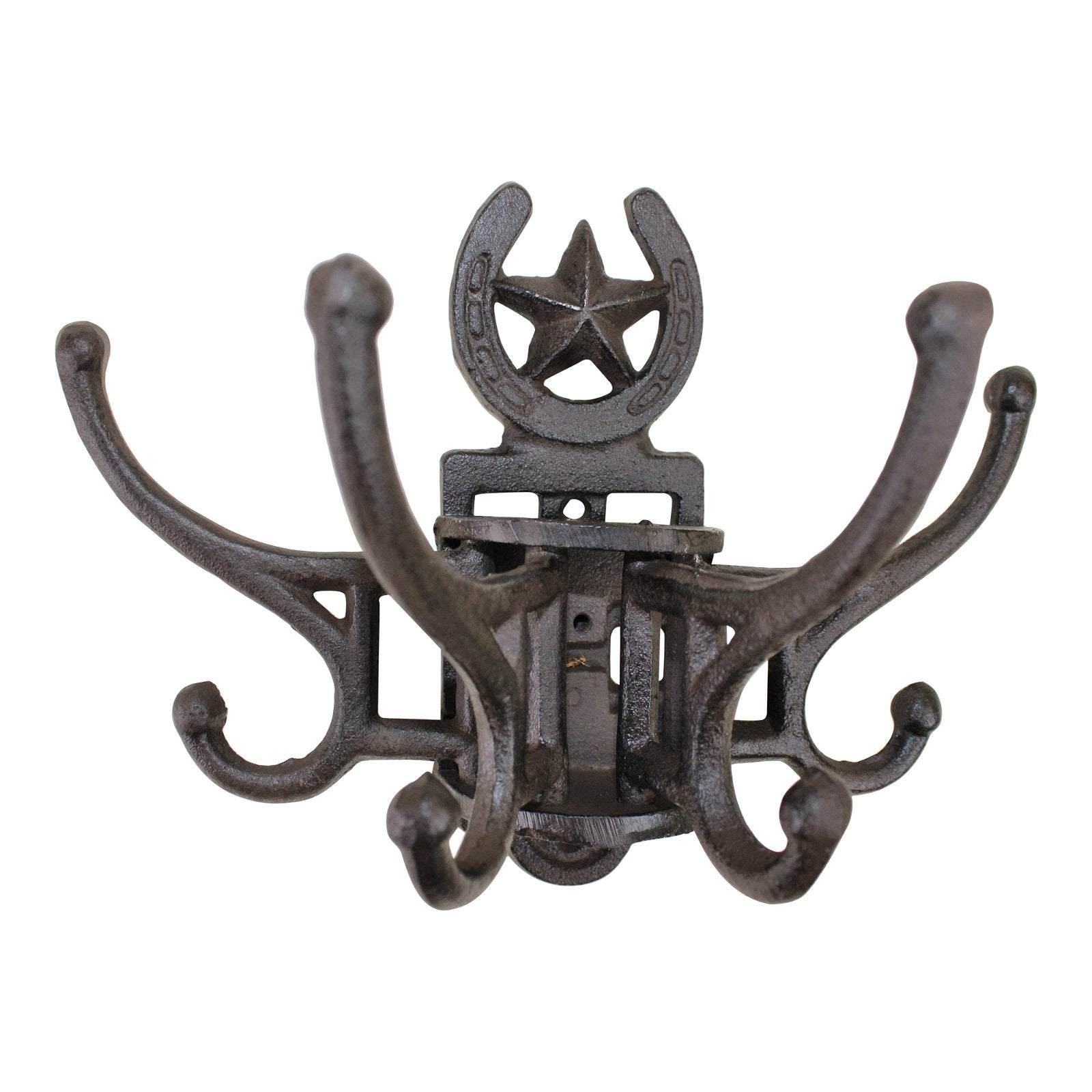 Cast Iron Wall Mounted Rotating Coat Hooks, Horseshoe, 8 Hooks-1