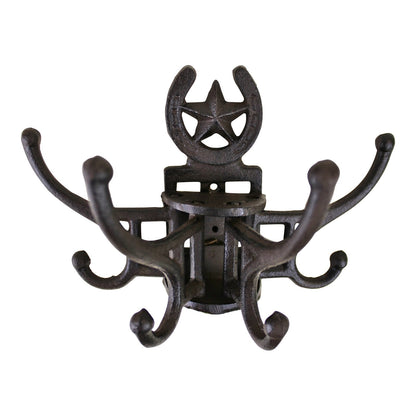 Cast Iron Wall Mounted Rotating Coat Hooks, Horseshoe, 8 Hooks-2