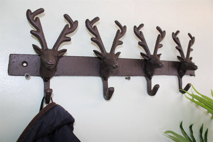 Rustic Cast Iron Wall Hooks, Reindeer-0