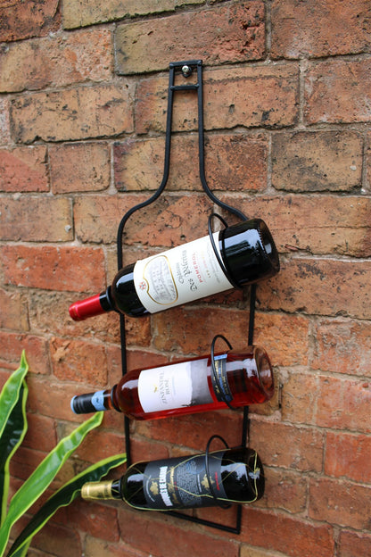 Wall Mounted Black Metal Wine Bottle Holder-1