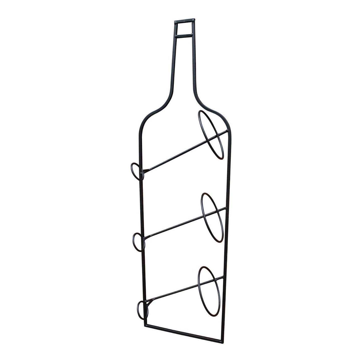 Wall Mounted Black Metal Wine Bottle Holder-0