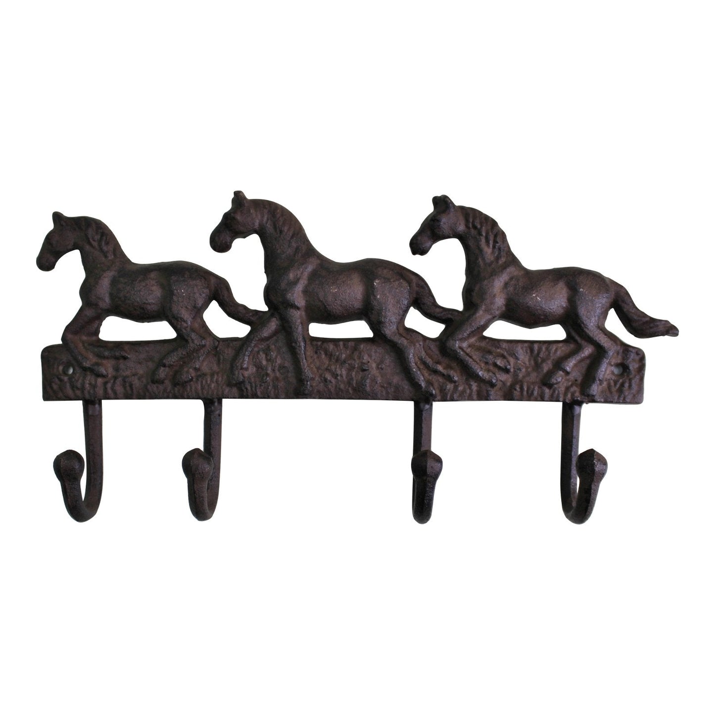 Rustic Cast Iron Wall Hooks, Three Horses-1