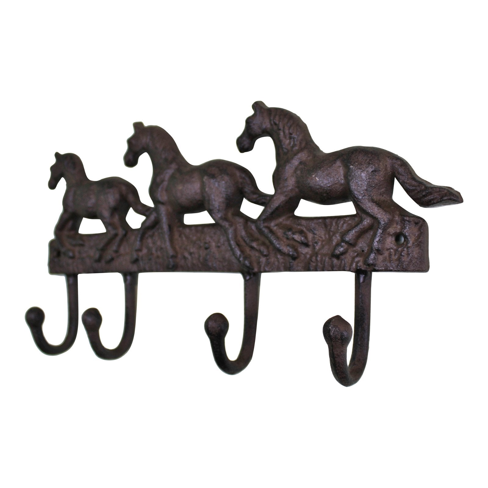 Rustic Cast Iron Wall Hooks, Three Horses-2