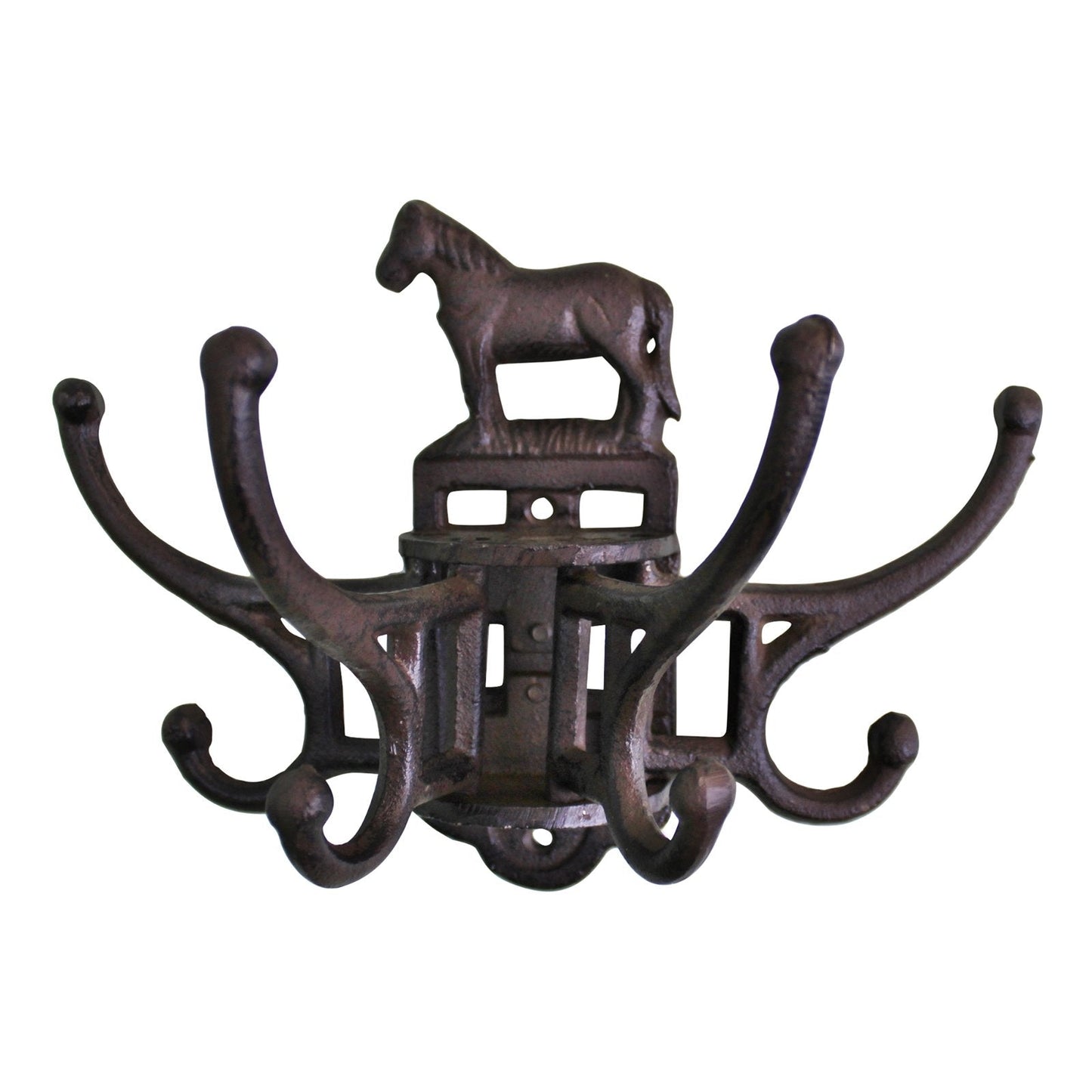 Cast Iron Wall Mounted Rotating Coat Hooks, Horse, 8 hooks-1