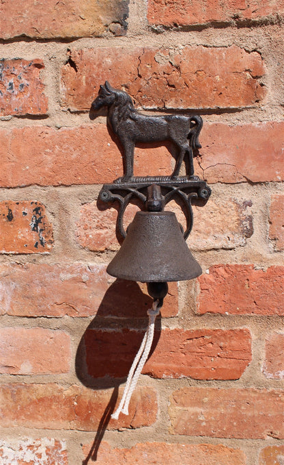 Rustic Cast Iron Wall Bell, Horse-0