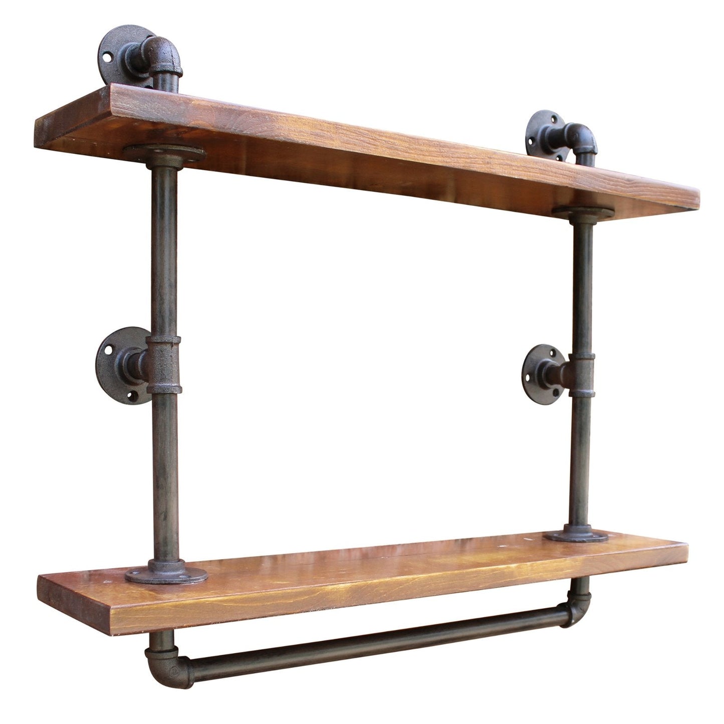 Industrial Pipe Wall Shelf with 2 Shelves-2